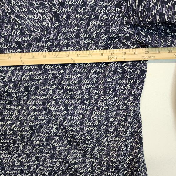 Cabi Tunic Top Blouse Size M Blue Script Print V-neck Relaxed Breezy Lightweight - Picture 10 of 13